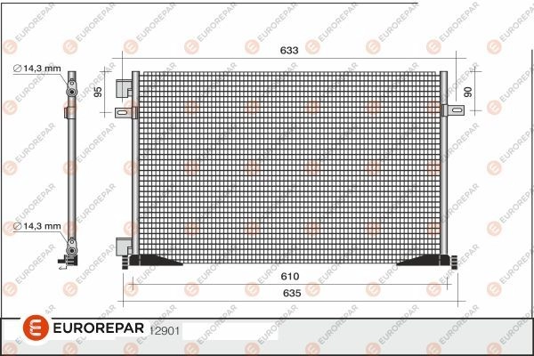 Радиатор кондиционера EUROREPAR 1424886036 6ZLU453 1609634680 T8B QUJU