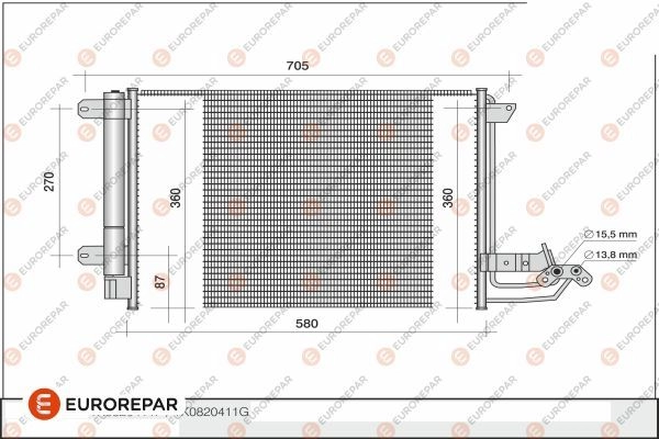 Радиатор кондиционера EUROREPAR S9HPCE 1424886038 1609634880 M MNZ1Q4 изображение 0