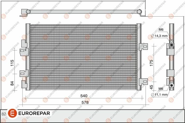 Радиатор кондиционера EUROREPAR CPSOTBX 1609635480 2 XDHA 1424886044