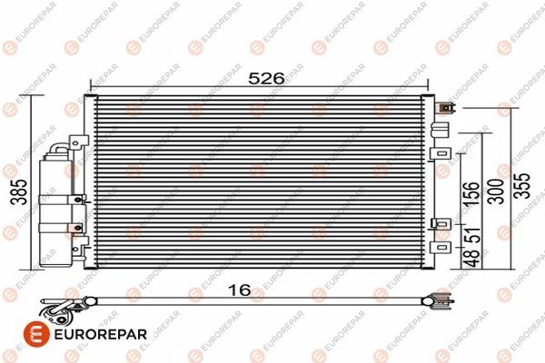 Радиатор кондиционера EUROREPAR 1609636380 JIDH I 1424886052 2IRN62 изображение 0