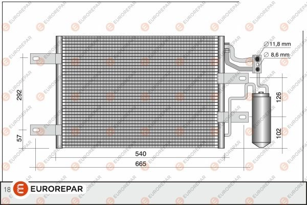 Радиатор кондиционера EUROREPAR 875ZAJF 1424886084 283C XTQ 1610160580