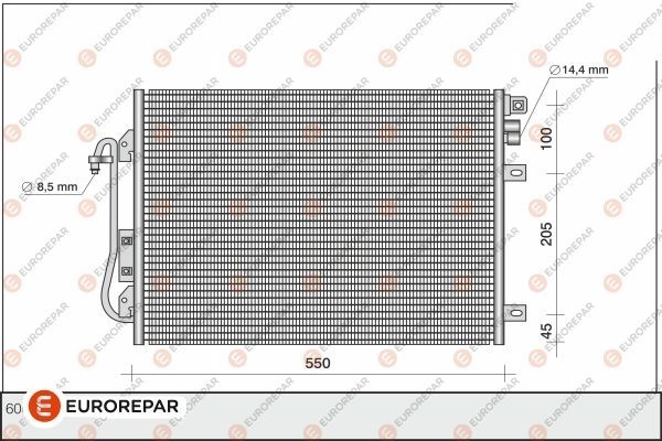 Радиатор кондиционера EUROREPAR 1424886099 B UPDJ 1610162380 FQNPZX