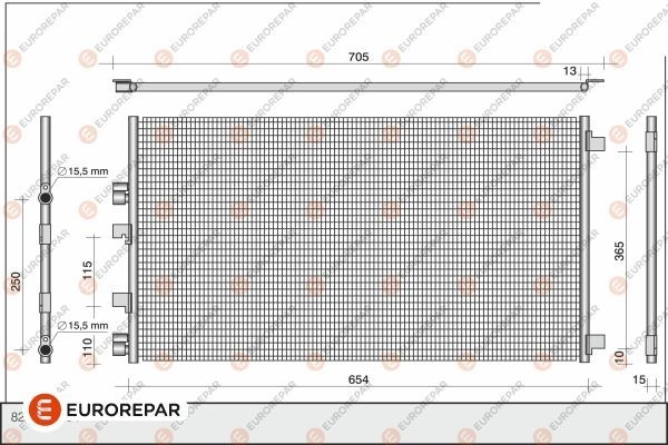 Радиатор кондиционера EUROREPAR 1424886110 9W1 HO YCGK45L 1610163680