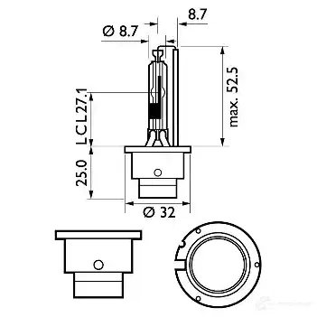 Лампа ксеноновая D2R XENON LONGERLIFE P32D-3 35 Вт 85 В PHILIPS GOC 37252633 D2R 1193697077 85126SYC1 изображение 2