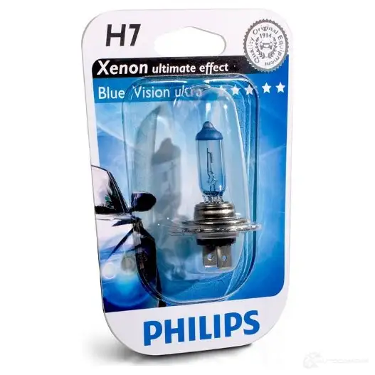 Лампа галогеновая H7 BLUE VISION ULTRA 55 Вт 12 В 4000K PHILIPS 12972BVUB1 4K EWNN 1420580317 изображение 0