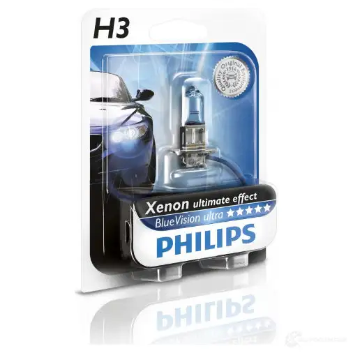 Лампа галогеновая H3 BLUE VISION ULTRA 55 Вт 12 В 4000K PHILIPS 12336BVUB1 6 BXEM 1420580227