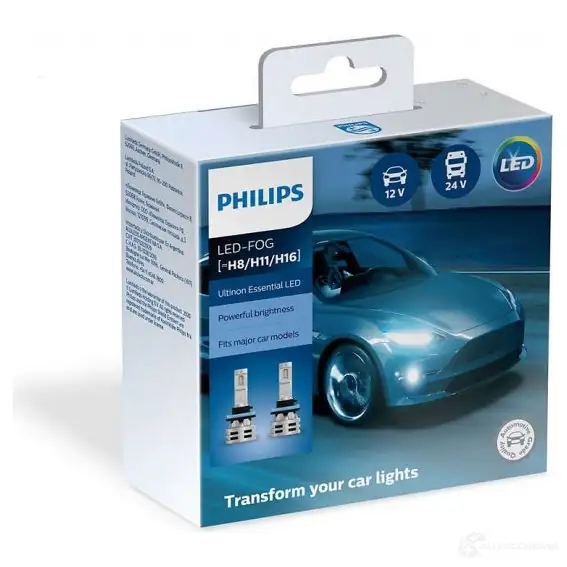 Лампа светодиодная H11 ULTINON ESSENTIAL LED 15 Вт 12 В 6500K PHILIPS 11366UE2X2 1439692523 44KC ZG - Изображение 1