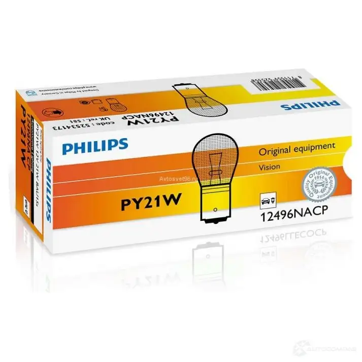 Лампа галогеновая PY21W 21 Вт 12 В PHILIPS 0CPD83 B 1420580377 12496CP изображение 2