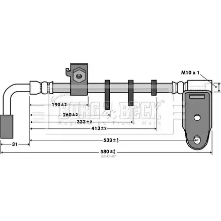 Тормозной шланг BORG & BECK KXNRV BBH7407 3147140 0I V5MTR изображение 0