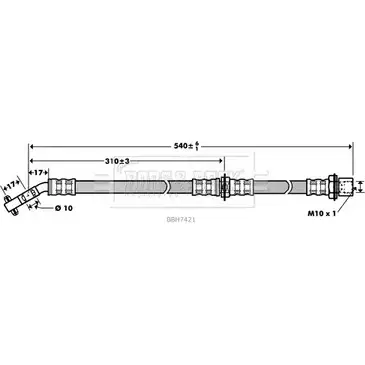 Тормозной шланг BORG & BECK AZF73K 3147154 BBH7421 LDOR R