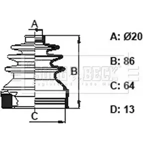 Пыльник шруса, ремкомплект BORG & BECK 5LX8KG BCB6157 N YQ7UDK 3155363 изображение 0