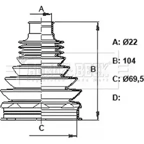 Пыльник шруса, ремкомплект BORG & BECK BCB6370 I57Q 2SV 3155572 P6F960