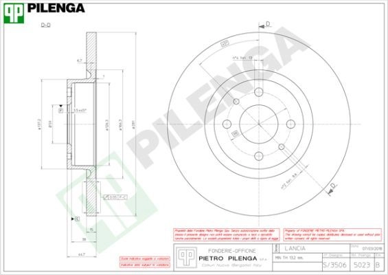 Тормозной диск PILENGA 5023 0 FQ1T 2363173 изображение 0