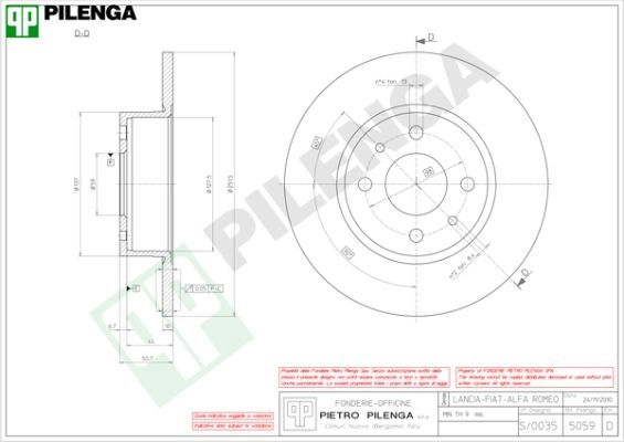 Тормозной диск PILENGA 2363206 OCXD2 M 5059