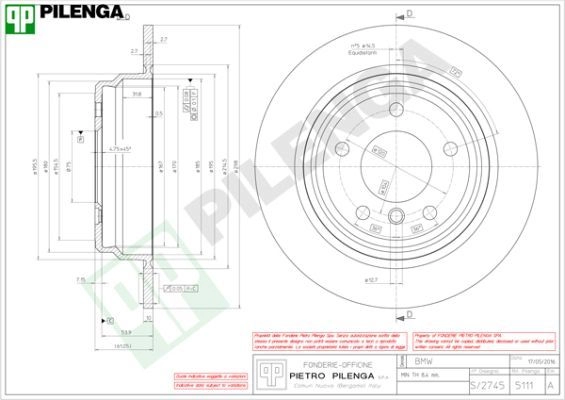 Тормозной диск PILENGA 2363236 Z3XF1 G 5111 изображение 0