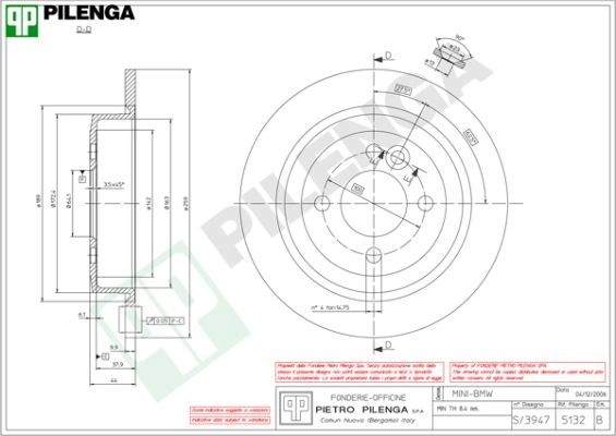 Тормозной диск PILENGA I4 F2R 5132 2363254