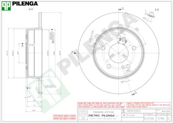 Тормозной диск PILENGA CSH 3TB 2363306 5196