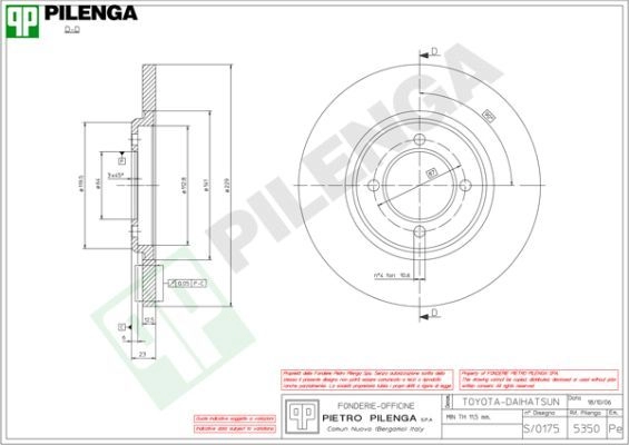 Тормозной диск PILENGA 2363399 G3 5ML 5350 изображение 0