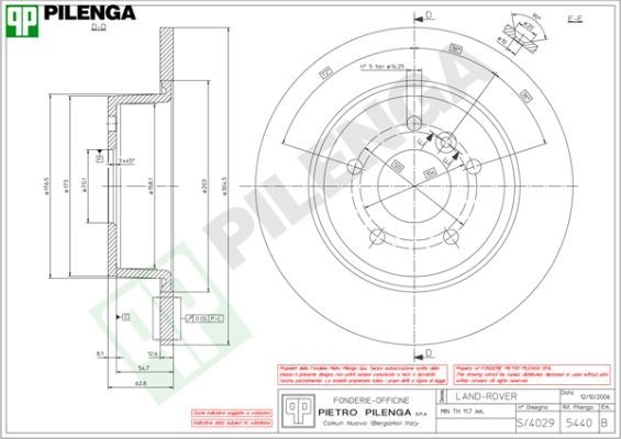 Тормозной диск PILENGA 5440 72 EU272 2363460