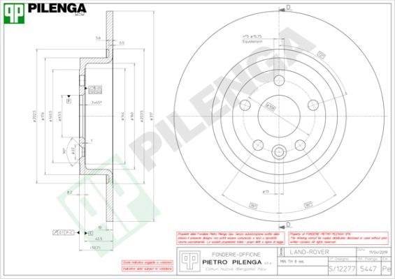 Тормозной диск PILENGA 5447 UTJC WC 2363466 изображение 0