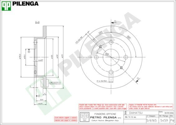 Тормозной диск PILENGA 5459 K53I BW 2363475 изображение 0