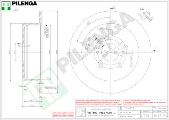 Тормозной диск PILENGA 2363494 ZH DR3V 5489 изображение 0