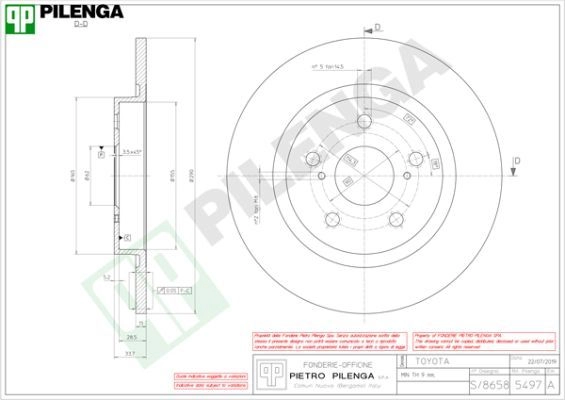 Тормозной диск PILENGA 2363501 Z 9F0IWD 5497 изображение 0