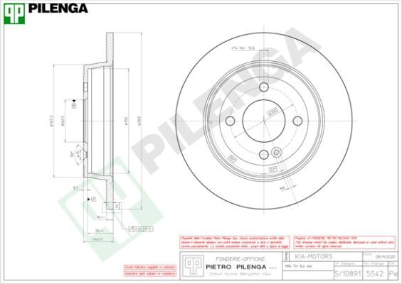 Тормозной диск PILENGA 5542 KT 6C6O 2363521 изображение 0