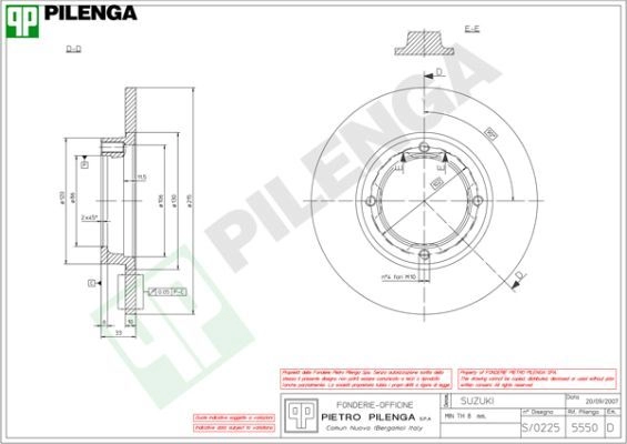 Тормозной диск PILENGA CUZ KN 2363524 5550