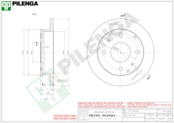 Тормозной диск PILENGA 799 GN 5610 2363546 изображение 0