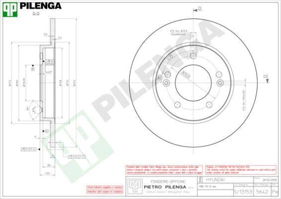 Тормозной диск PILENGA 1440598097 5642 5 DM4EO изображение 0