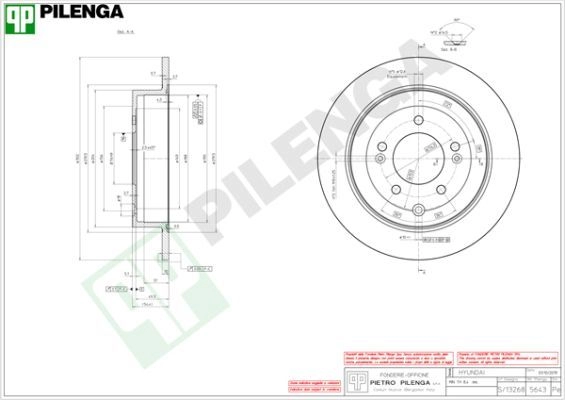 Тормозной диск PILENGA L BS7F3P 5643 1440598098