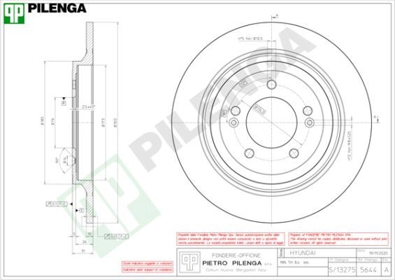Тормозной диск PILENGA E KJIT2N 1440598099 5644