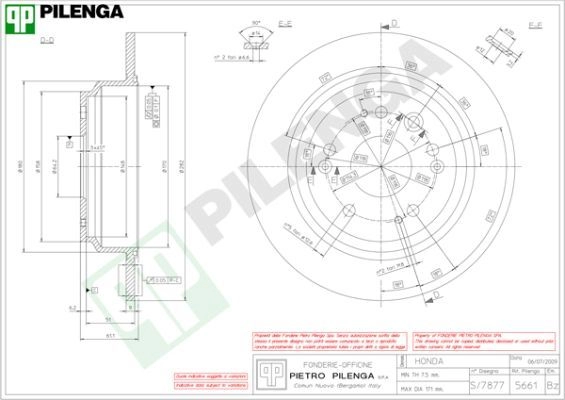 Тормозной диск PILENGA 2363554 5661 EEE JM