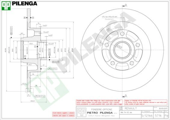 Тормозной диск PILENGA RX7H5F 8 5716 2363565 изображение 0