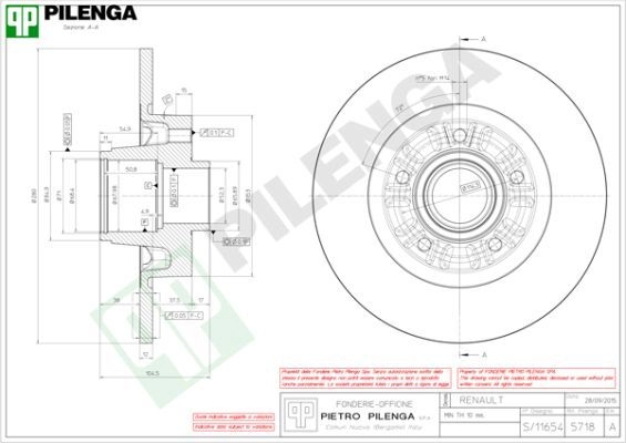 Тормозной диск PILENGA CHS7 W 5718 2363567 изображение 0