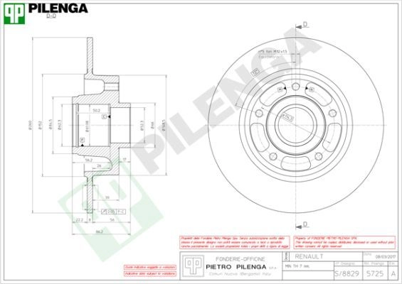 Тормозной диск PILENGA 2363574 FA7 HJ 5725