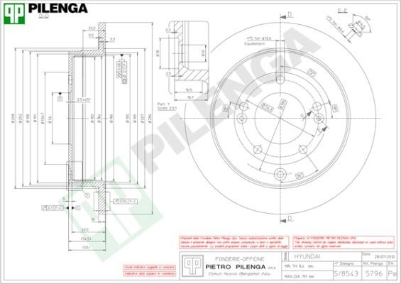 Тормозной диск PILENGA 0 EHO1 2363636 5796