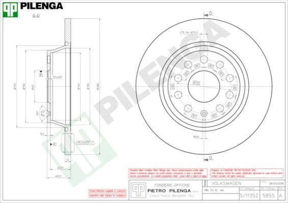 Тормозной диск PILENGA 2363669 SAJ 0N9D 5855 изображение 0