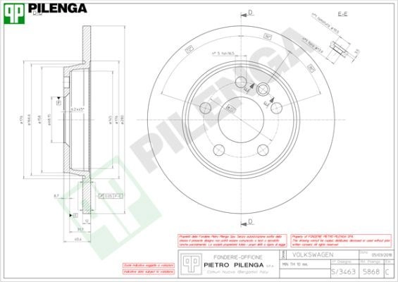 Тормозной диск PILENGA O 42I50X 2363680 5868