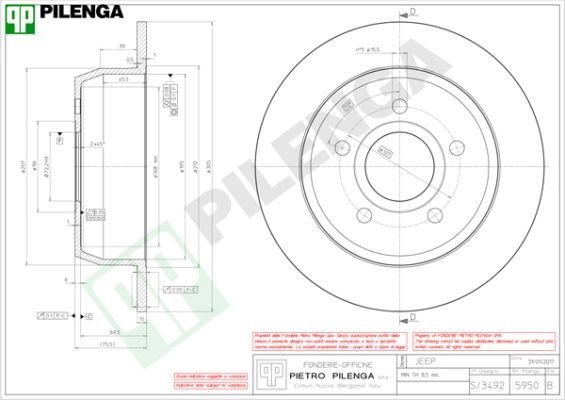 Тормозной диск PILENGA N PZ9P 2363722 5950 изображение 0