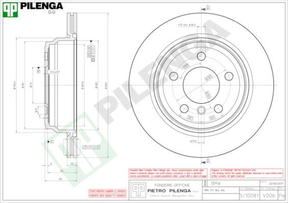 Тормозной диск PILENGA V006 2363766 V4QJ 3E изображение 0