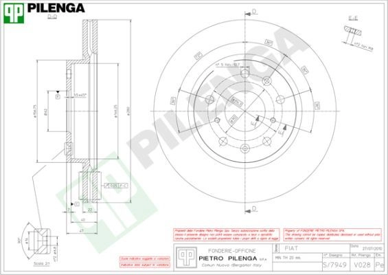 Тормозной диск PILENGA V028 2363786 2U W4O изображение 0
