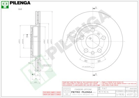 Тормозной диск PILENGA 2363793 8CPNU S V037