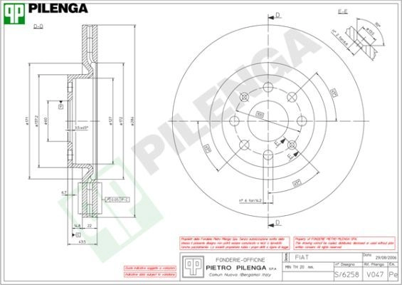 Тормозной диск PILENGA V047 4 PV9J 2363802