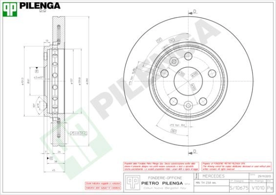 Тормозной диск PILENGA 2363856 V1010 G7 IOE8 изображение 0