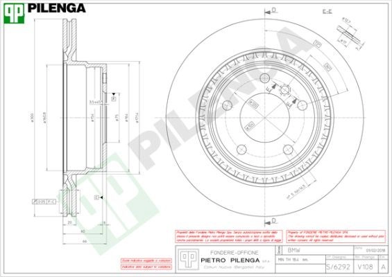 Тормозной диск PILENGA V108 2363867 F1F 3SE изображение 0