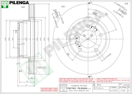 Тормозной диск PILENGA V122 TQ 61H 2363891 изображение 0