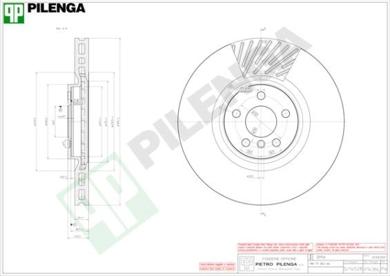 Тормозной диск PILENGA JCY2 VW V1436L 1440598165