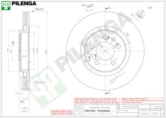 Тормозной диск PILENGA V159 2363950 2IJ 3B